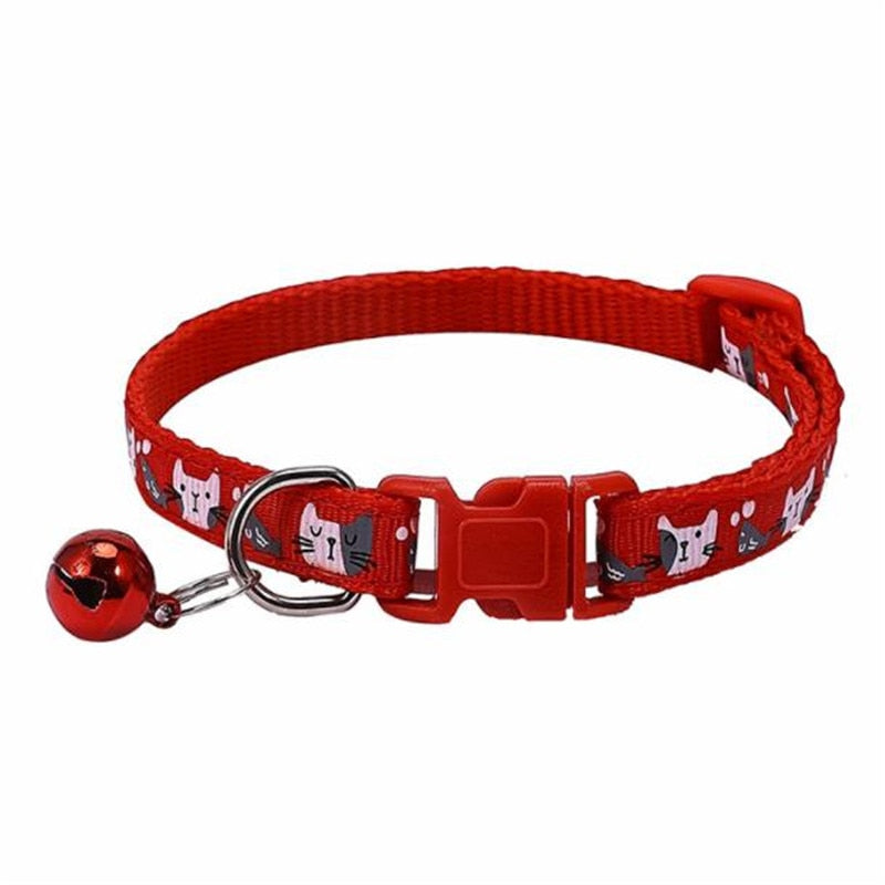 BlackPluss - Pet Cat Collar Colorful Pattern Cute Bell Adjustable Collars For Cats Kitten DIY.