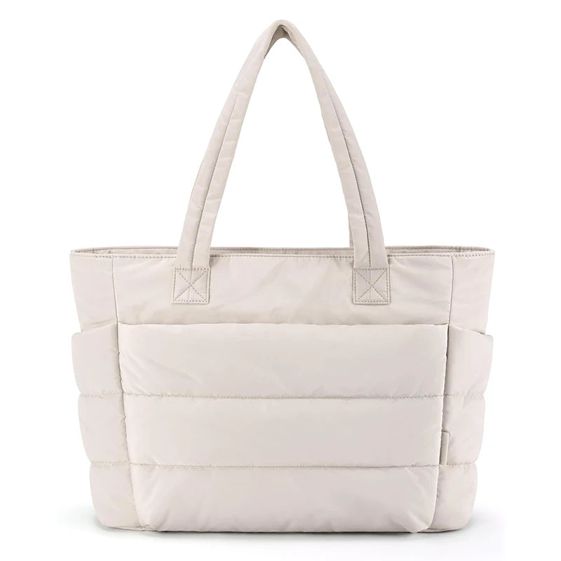 Blackpluss | Puffy Tote Bag for Women Big Square Cotton Padded Female Quilting Shoulder Purse Simple Daily Handbag Women's Bag