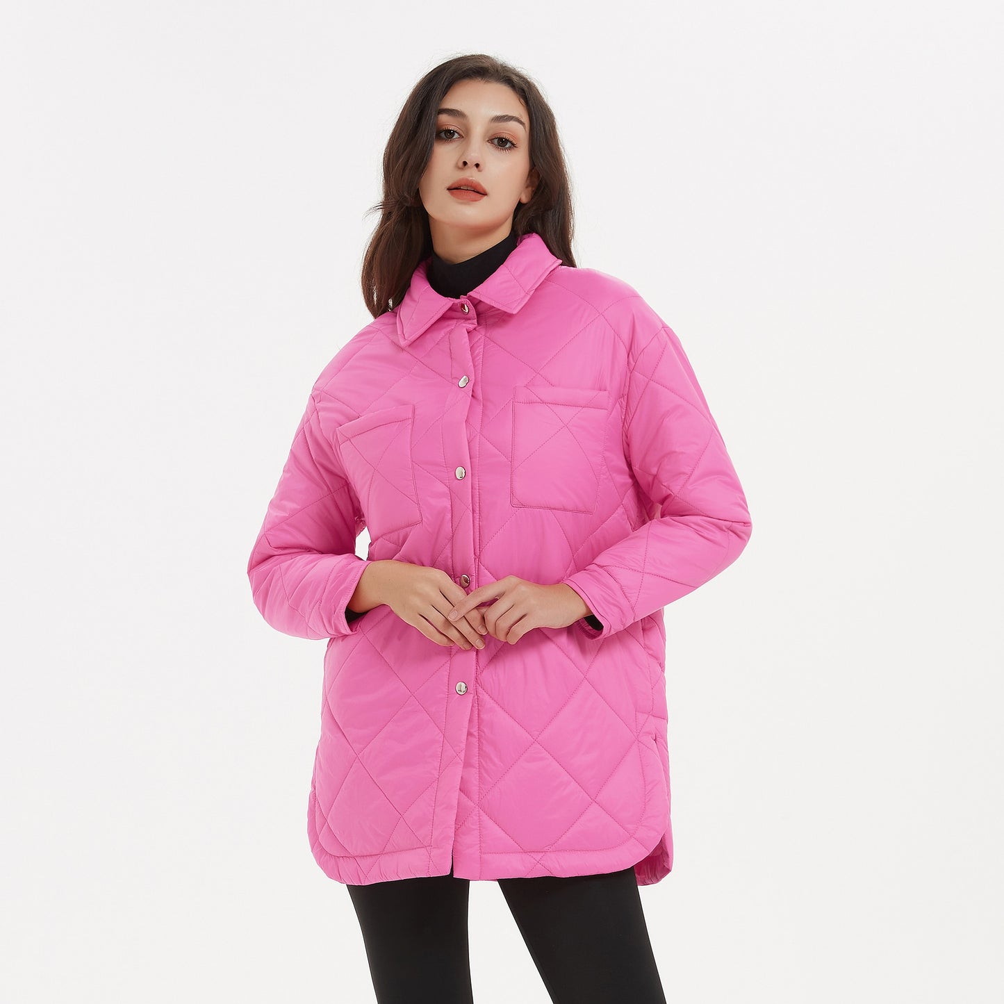 BlackPluss - Coats Women Elegant Turn Down Collar Solid Cotton Jackets Female Ladies