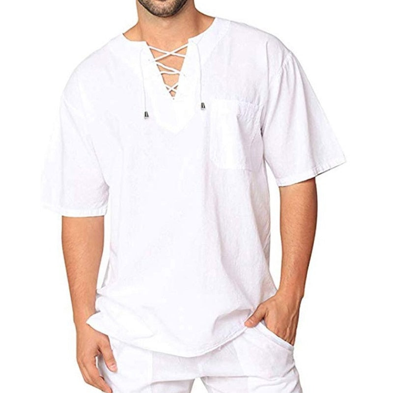 BlackPluss - Short-sleeved T-shirt Cotton and Linen Casual Men's.