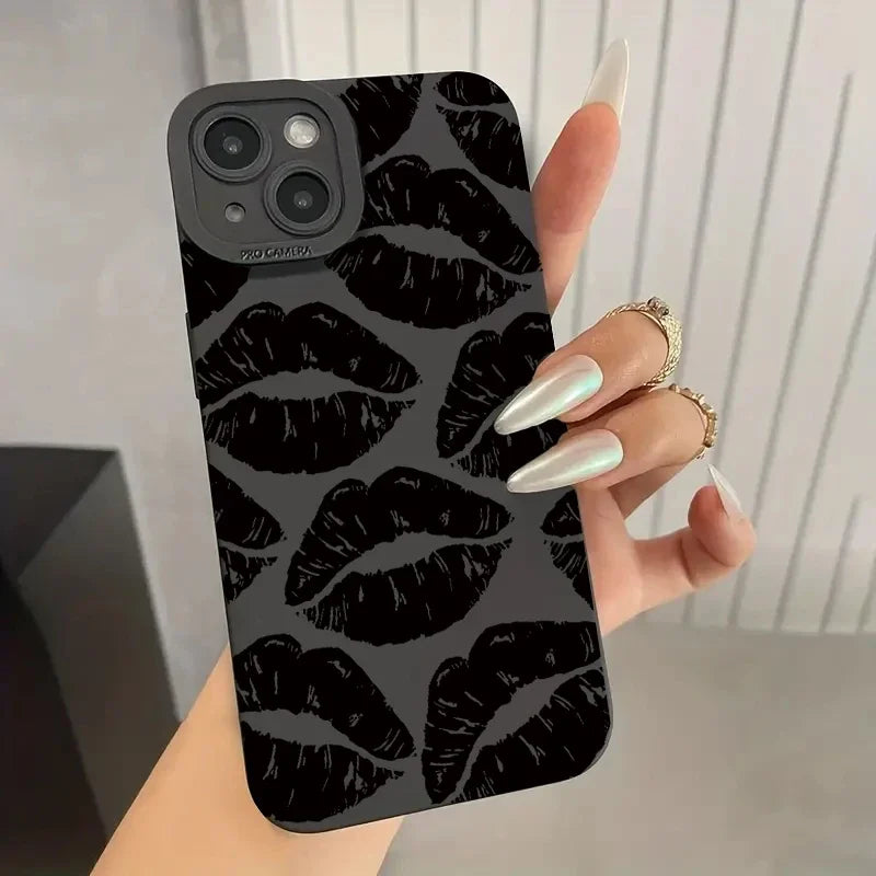 BlackPluss - Lip Printed Phone Case For iPhone 15 Pro Max Cases iPhone 11 12 13 14 Pro XS Max XR X 7 8 Plus Soft Shockproof Bumper Back Cover