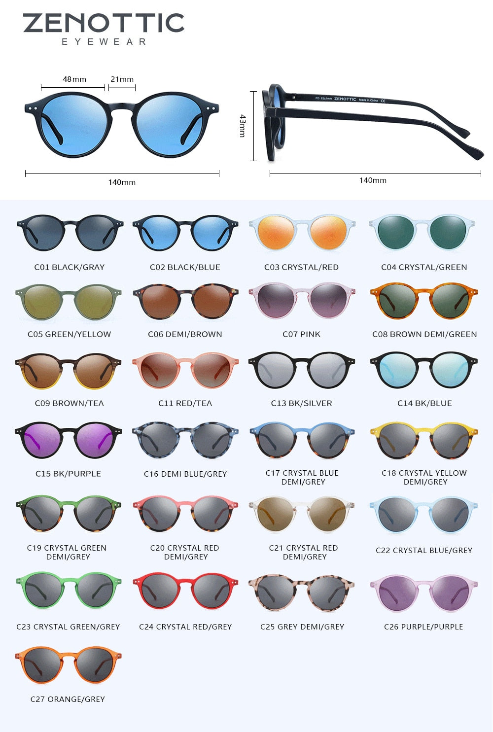 BlackPluss - Polarized Sunglasses Vintage Small Round Frame