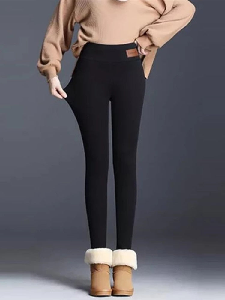 BlackPluss - Women Leggings Velvet Warm Pants Hight Waist Leggings.