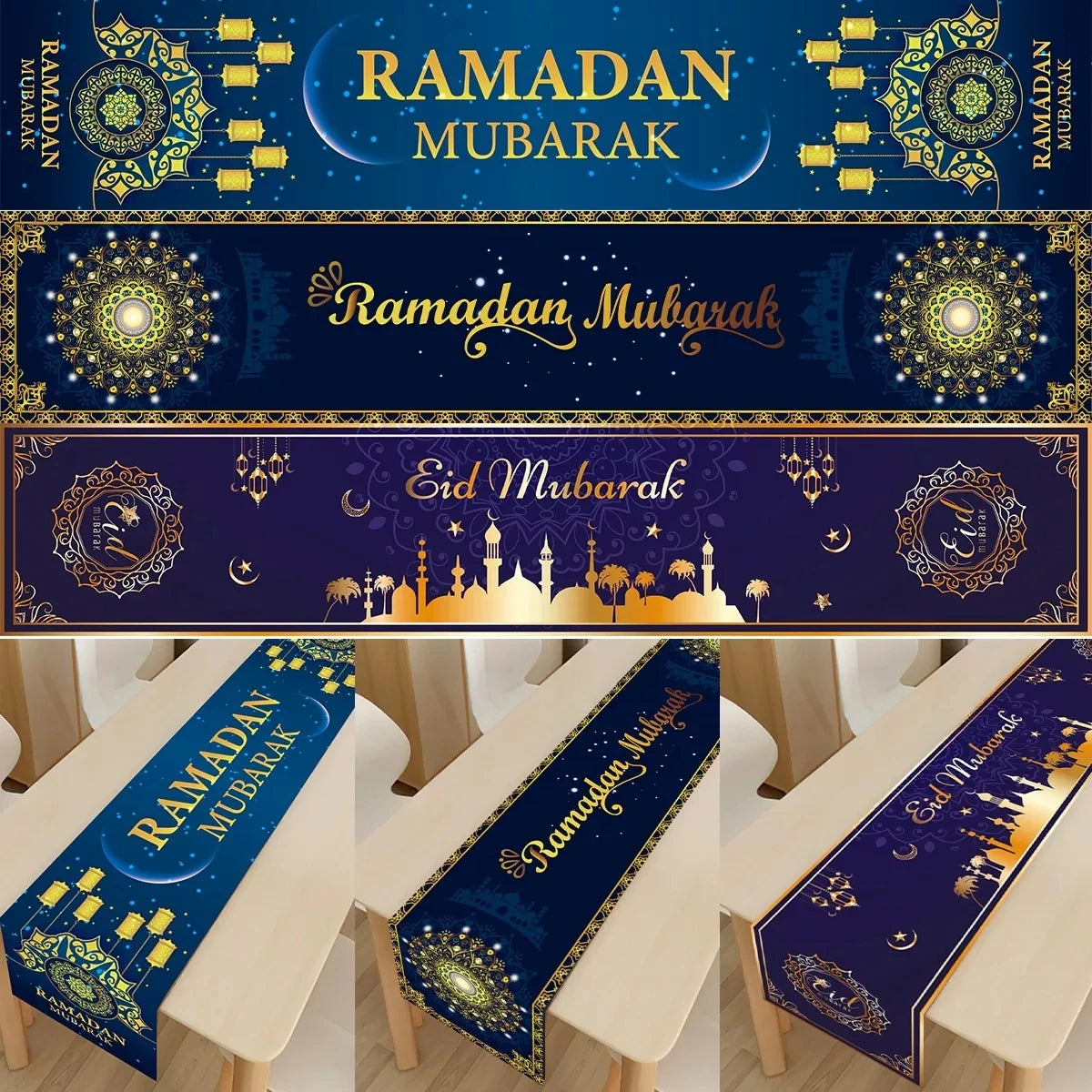 BlackPluss - Eid Mubarak Tablecloth Ramadan Decoration For Home Decoration