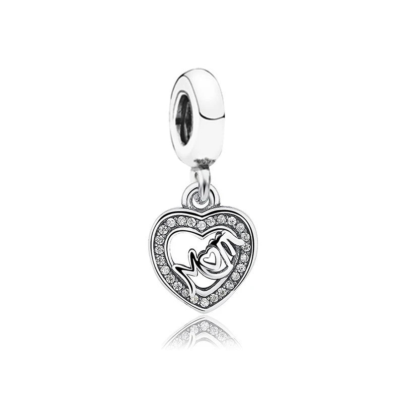 BlackPluss - Feather Crown Safety Chain Owl Love Bead Tower Pendant Fit Original Pandora Charms Silver Color Bracelet DIY Women Jewelry