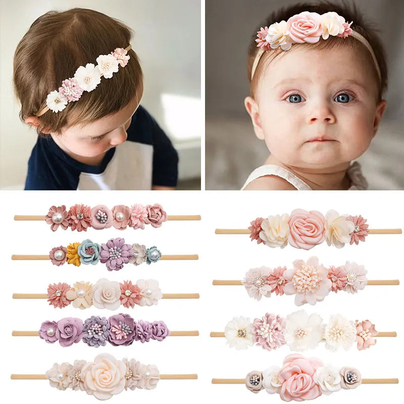 BlackPluss - Baby Girl Headband Cute Baby Elastic Hair Band Newborn Head Flower Toddler Headband