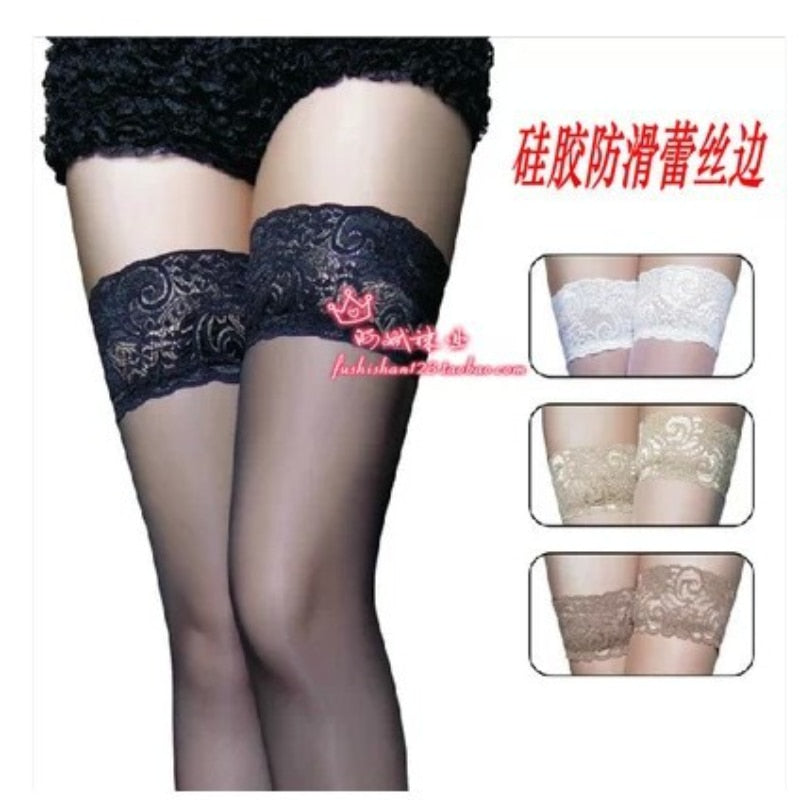 BlackPluss - Lace Stockings Transparent Sexy Knee High Socks Thigh High Long Socks.