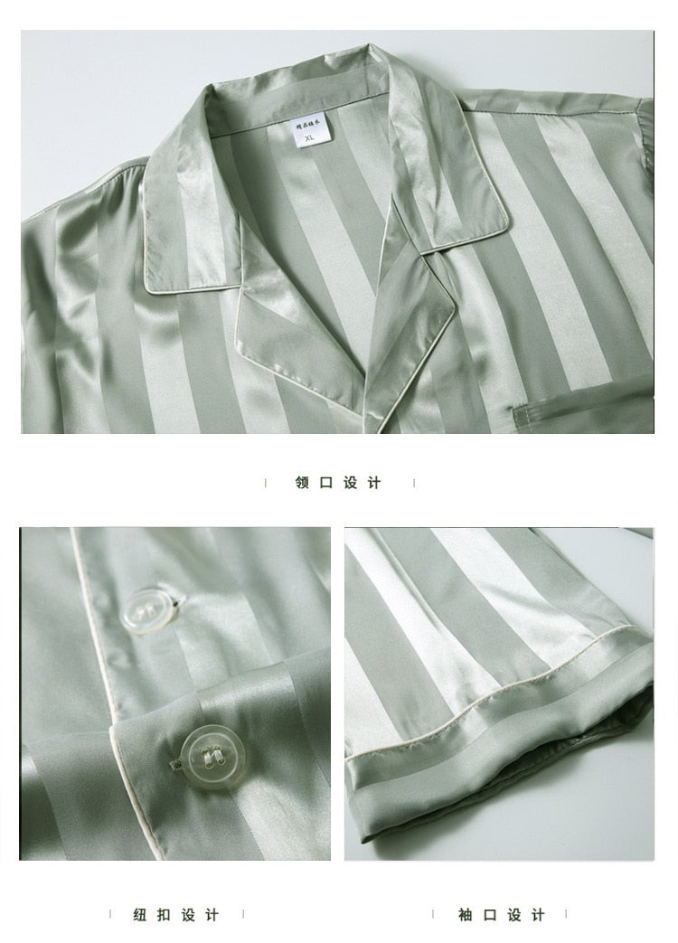 BlackPluss - Men Pajamas Thin Silk Set.