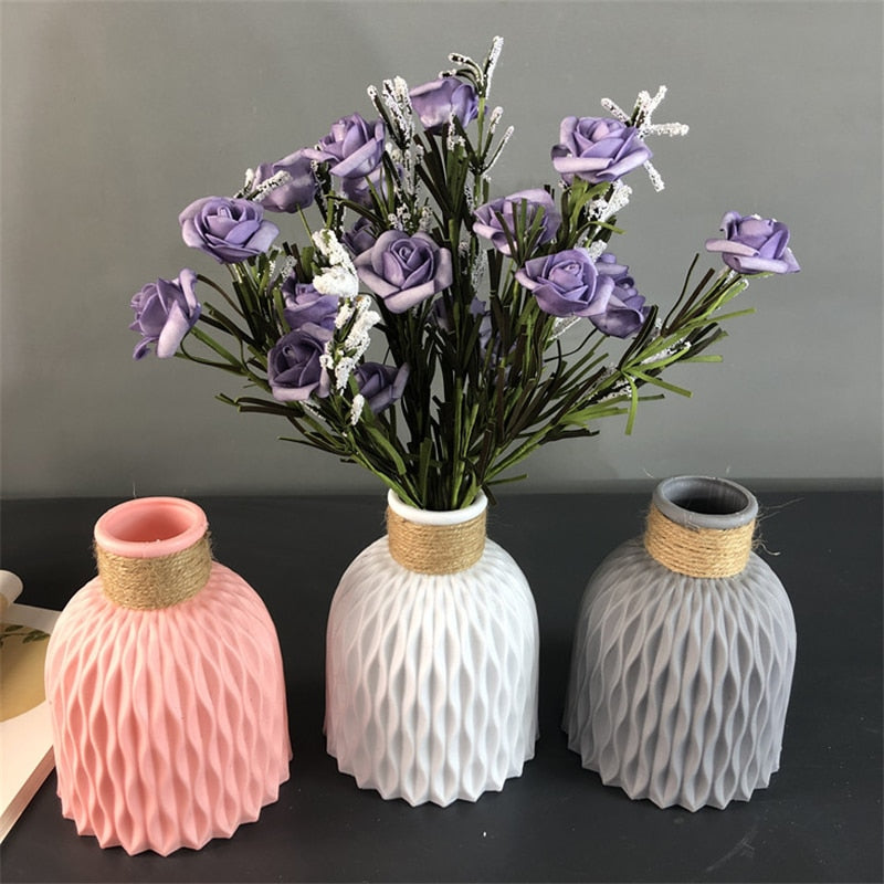 BlackPluss - Flower Vase Imitation Ceramic Flower Pot Decoration Home Plastic Vase