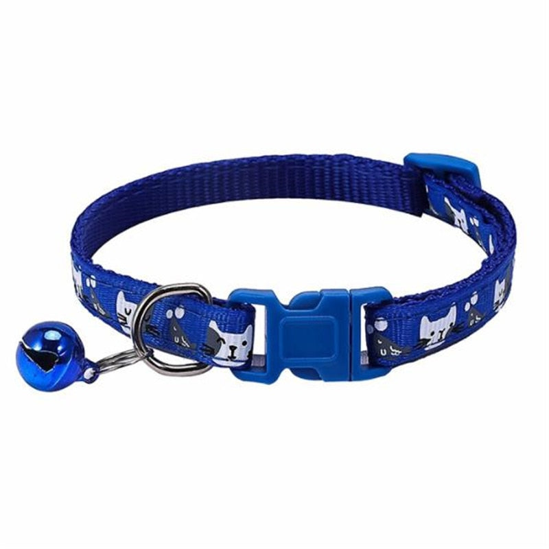 BlackPluss - Pet Cat Collar Colorful Pattern Cute Bell Adjustable Collars For Cats Kitten DIY.