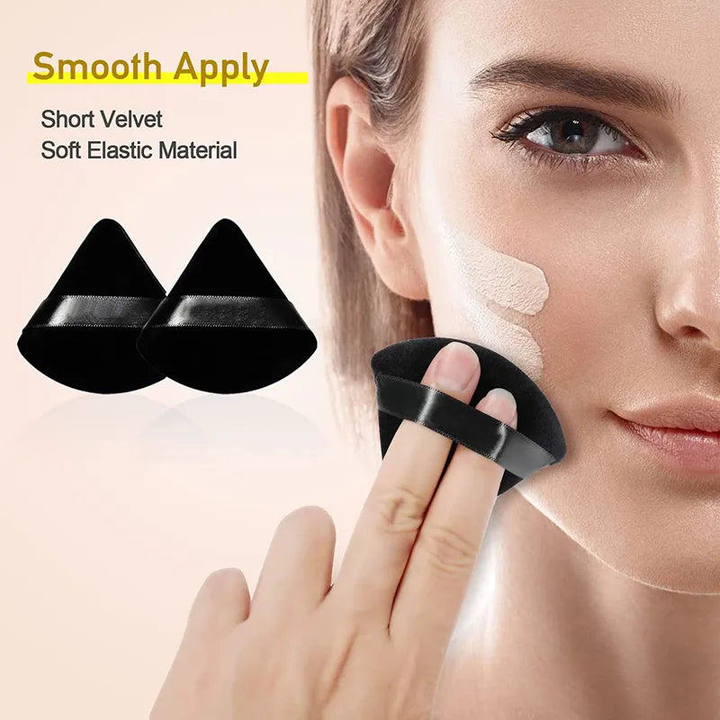 BlackPluss - 6 Pcs Velvet Triangle Powder Puff Make Up Sponges for Face Eyes Contouring Shadow Seal Cosmetic Foundation Makeup Tool