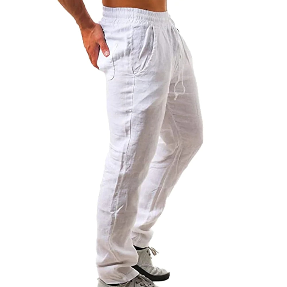 BlackPluss - Men's Cotton Linen Pants Male Solid Color Linen Trousers.
