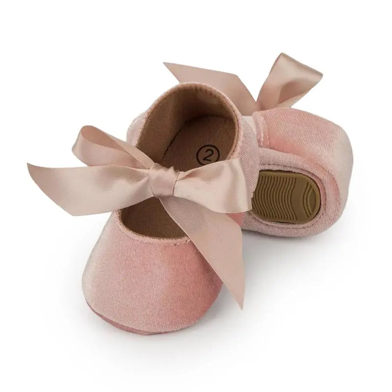 BlackPluss - Baby Girl Princess Shoes Toddler Non-slip Flat Soft-sole Cotton Rubber Crib Lovely Butterfly-knot Infant First.