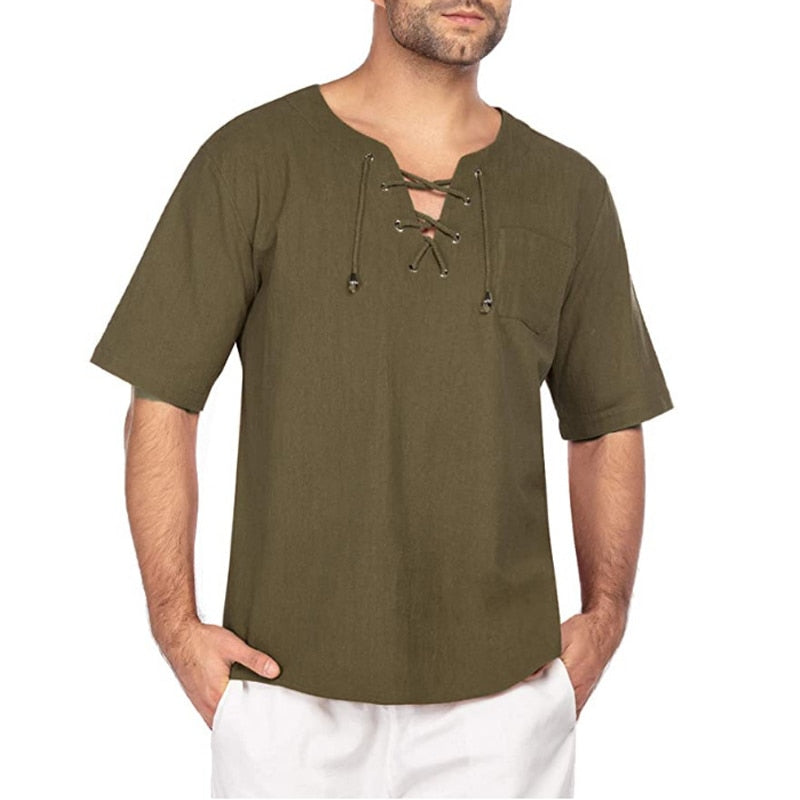 BlackPluss - Short-sleeved T-shirt Cotton and Linen Casual Men's.