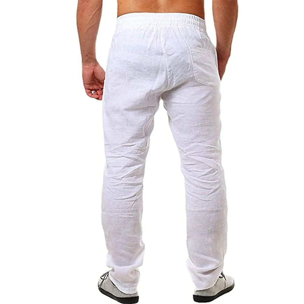 BlackPluss - Men's Cotton Linen Pants Male Solid Color Linen Trousers.