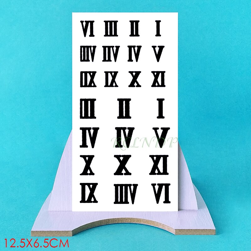 BlackPluss - Waterproof Temporary Tattoo Sticker Roman numerals Number Tattoos.