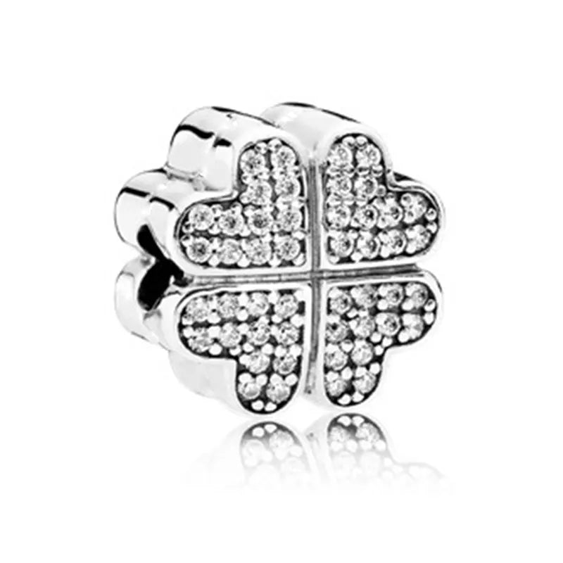 BlackPluss - Feather Crown Safety Chain Owl Love Bead Tower Pendant Fit Original Pandora Charms Silver Color Bracelet DIY Women Jewelry