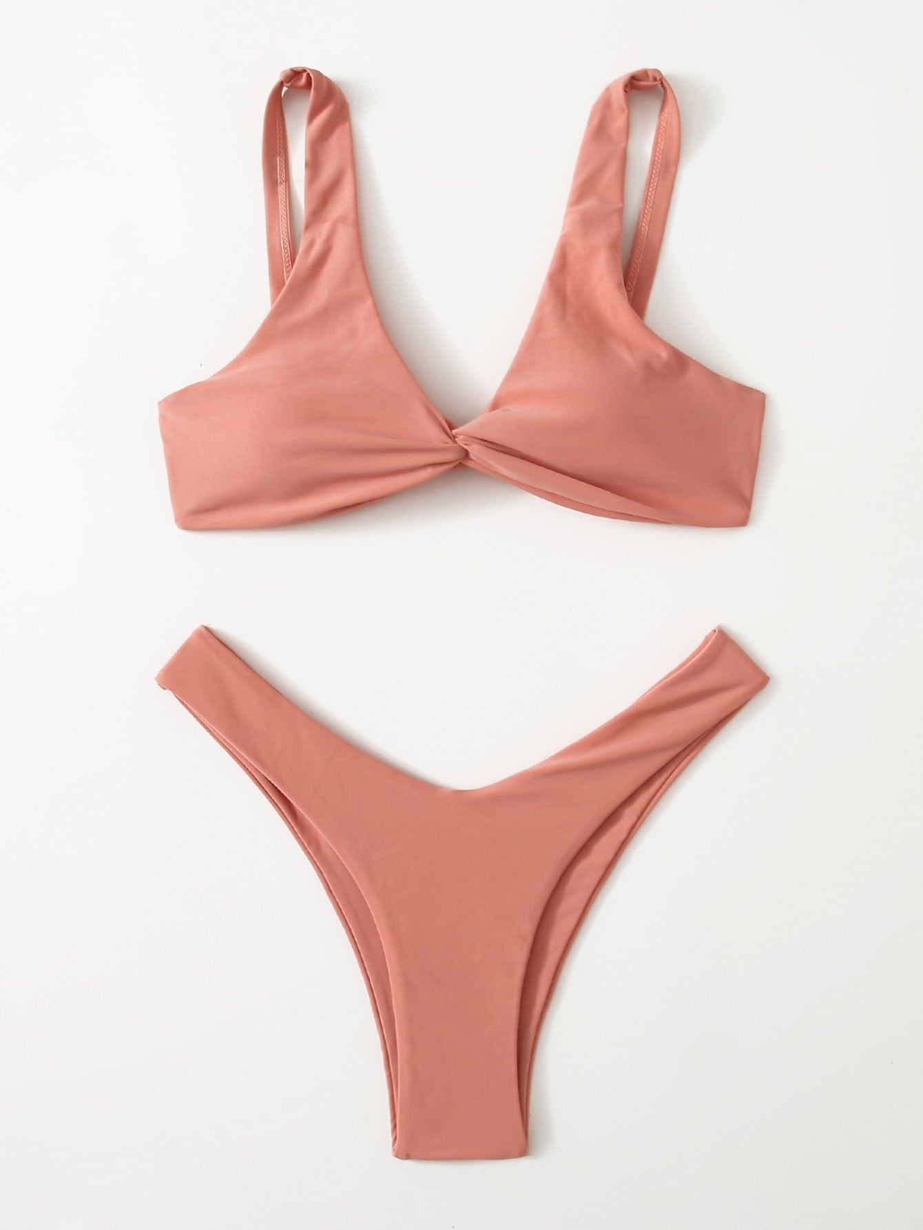 BlackPluss - Solid Tie Bikini Padded Bra High Leg Bandage Push Up