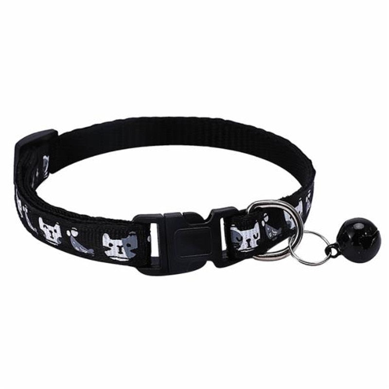 BlackPluss - Pet Cat Collar Colorful Pattern Cute Bell Adjustable Collars For Cats Kitten DIY.