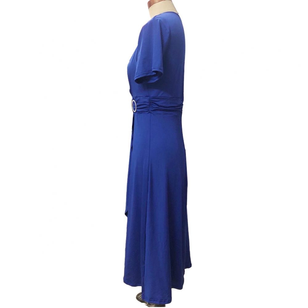 BlackPluss - Elegant Women Solid Color Short Sleeve V Neck.