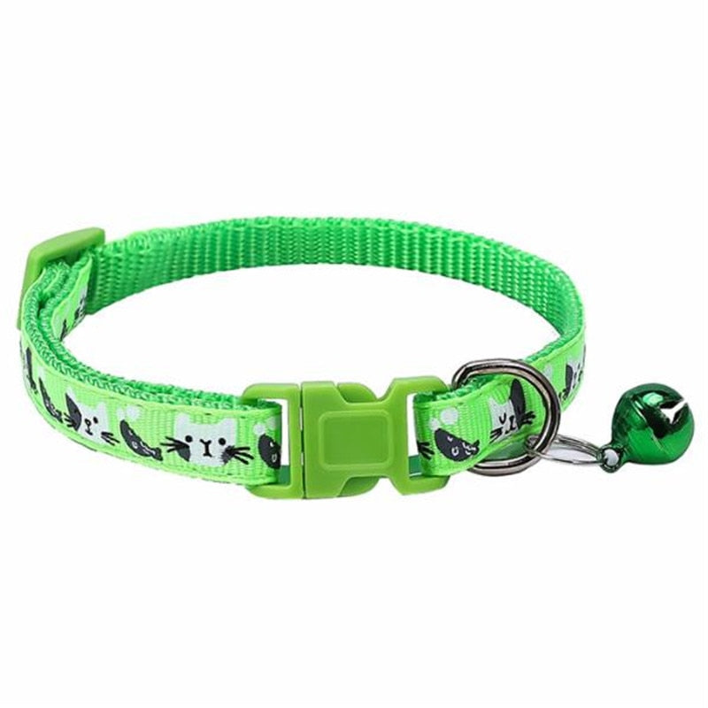 BlackPluss - Pet Cat Collar Colorful Pattern Cute Bell Adjustable Collars For Cats Kitten DIY.