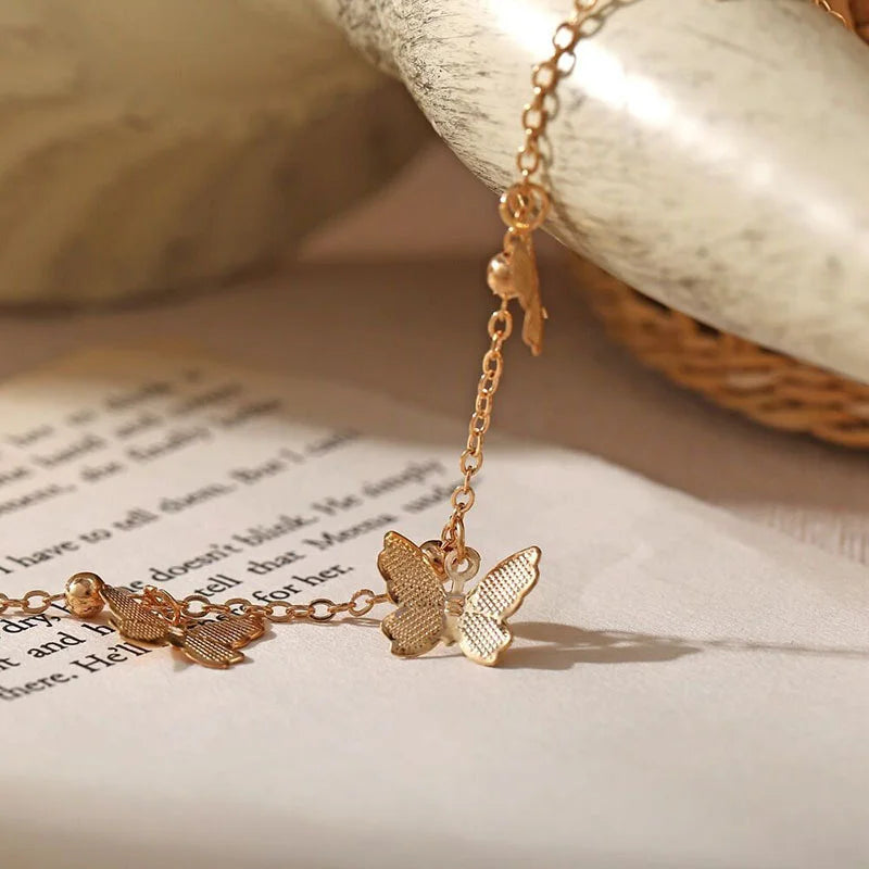 BlackPluss - Butterfly Bracelet Simple Girls Sweet Butterfly Pendant Charm