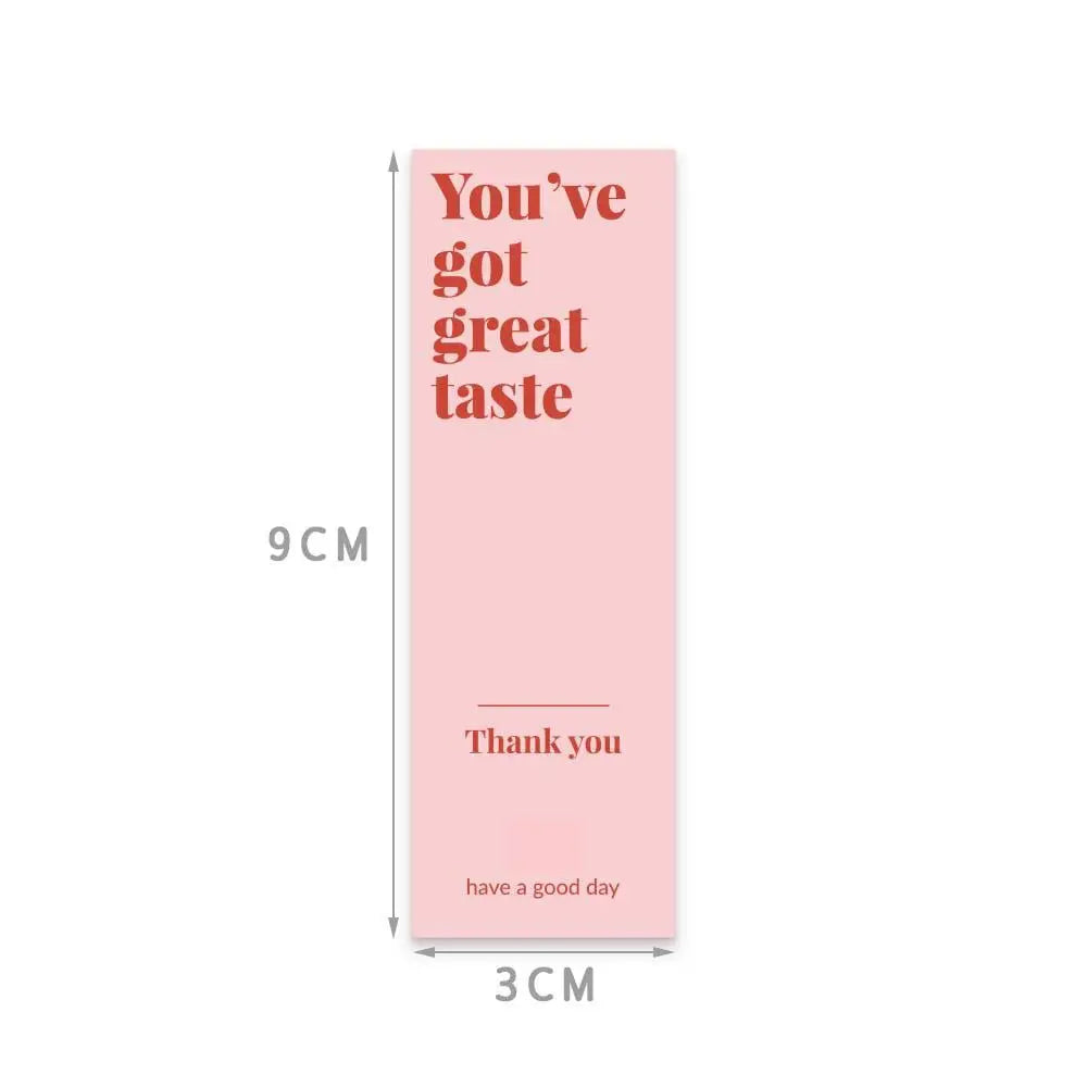 BlackPluss - 100pcs/roll Pink You've Got Great Taste Stickers for Small Buisness Package Thank You Sticker Decals for Baking Gift Retail Bag