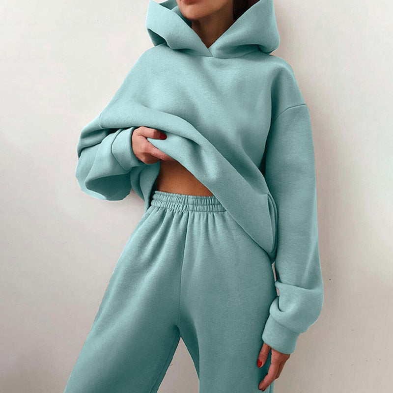 BlackPluss - Women's Tracksuit Suit Warm Hoodie Sweatshirts Two Pieces