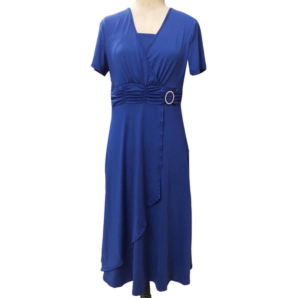 BlackPluss - Elegant Women Solid Color Short Sleeve V Neck.