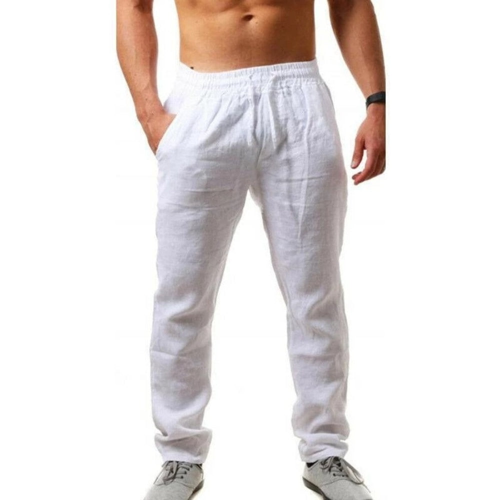 BlackPluss - Men's Cotton Linen Pants Male Solid Color Linen Trousers.