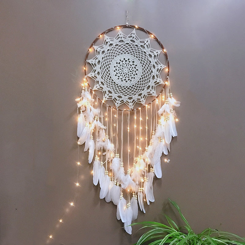 BlackPluss - big dream catcher hanging/light decoration Nordic decoration home girls room/nursery/kids decor dreamcatcher children room new 5