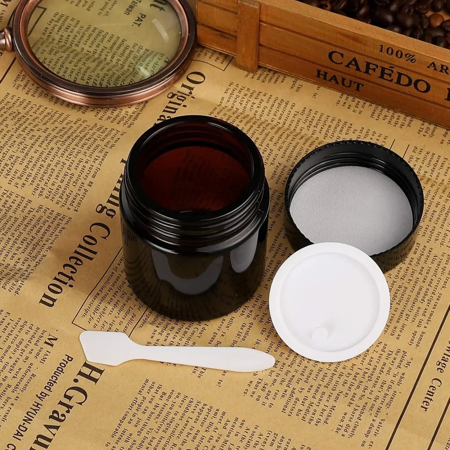 BlackPluss | 10pcs 5g-50g Amber Brown Glass Cosmetic Jar Face Cream Bottles Portable Travel Face Cream Cosmetic Container Accessories