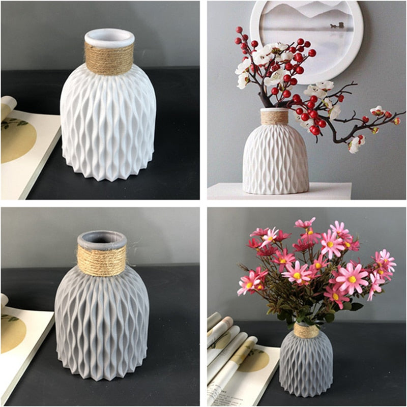 BlackPluss - Flower Vase Imitation Ceramic Flower Pot Decoration Home Plastic Vase