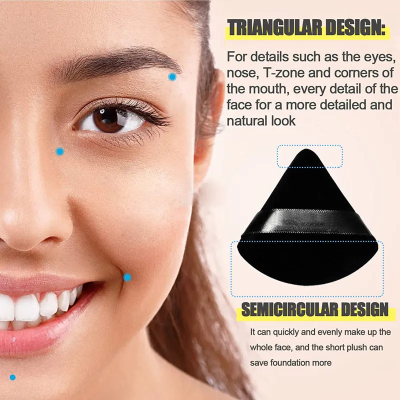 BlackPluss - 6 Pcs Velvet Triangle Powder Puff Make Up Sponges for Face Eyes Contouring Shadow Seal Cosmetic Foundation Makeup Tool