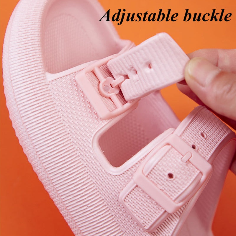 BlackPluss - Thick Platform Cloud Slippers Women Fashion Buckle Soft Sole Pillow