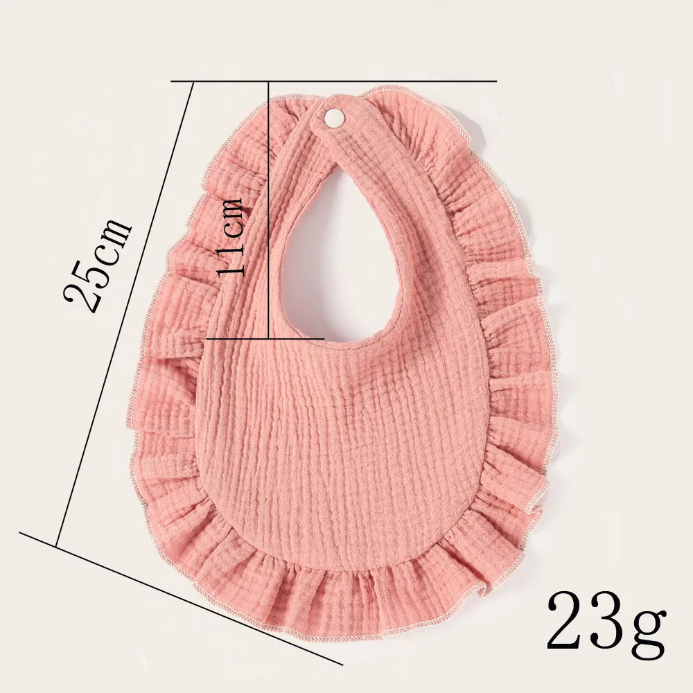 BlackPluss - Cotton Baby Bibs Solid Color Ruffle Absorbent Baby Feeding Bib Newborn Burp Cloths Bandana Scarf for Boy Girls Feeding Drool Bib
