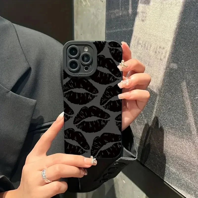 BlackPluss - Lip Printed Phone Case For iPhone 15 Pro Max Cases iPhone 11 12 13 14 Pro XS Max XR X 7 8 Plus Soft Shockproof Bumper Back Cover