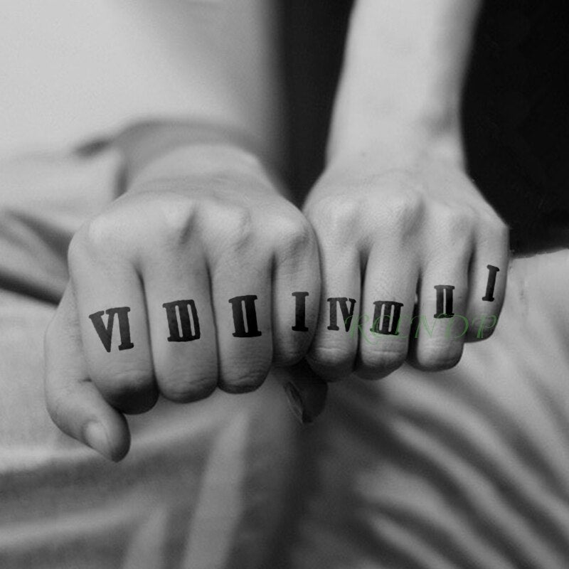 BlackPluss - Waterproof Temporary Tattoo Sticker Roman numerals Number Tattoos.