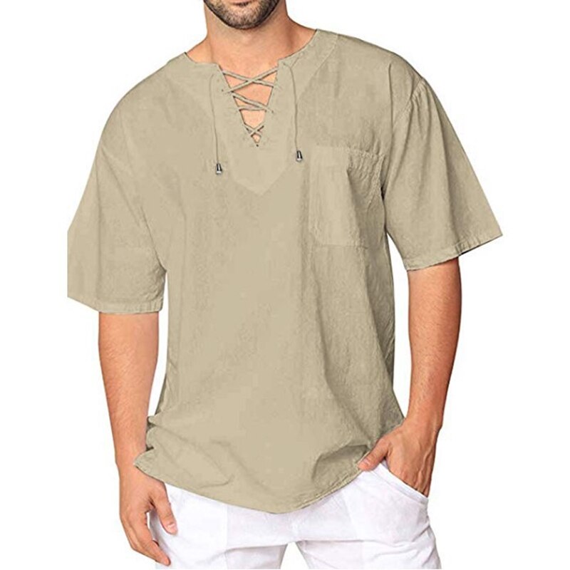 BlackPluss - Short-sleeved T-shirt Cotton and Linen Casual Men's.
