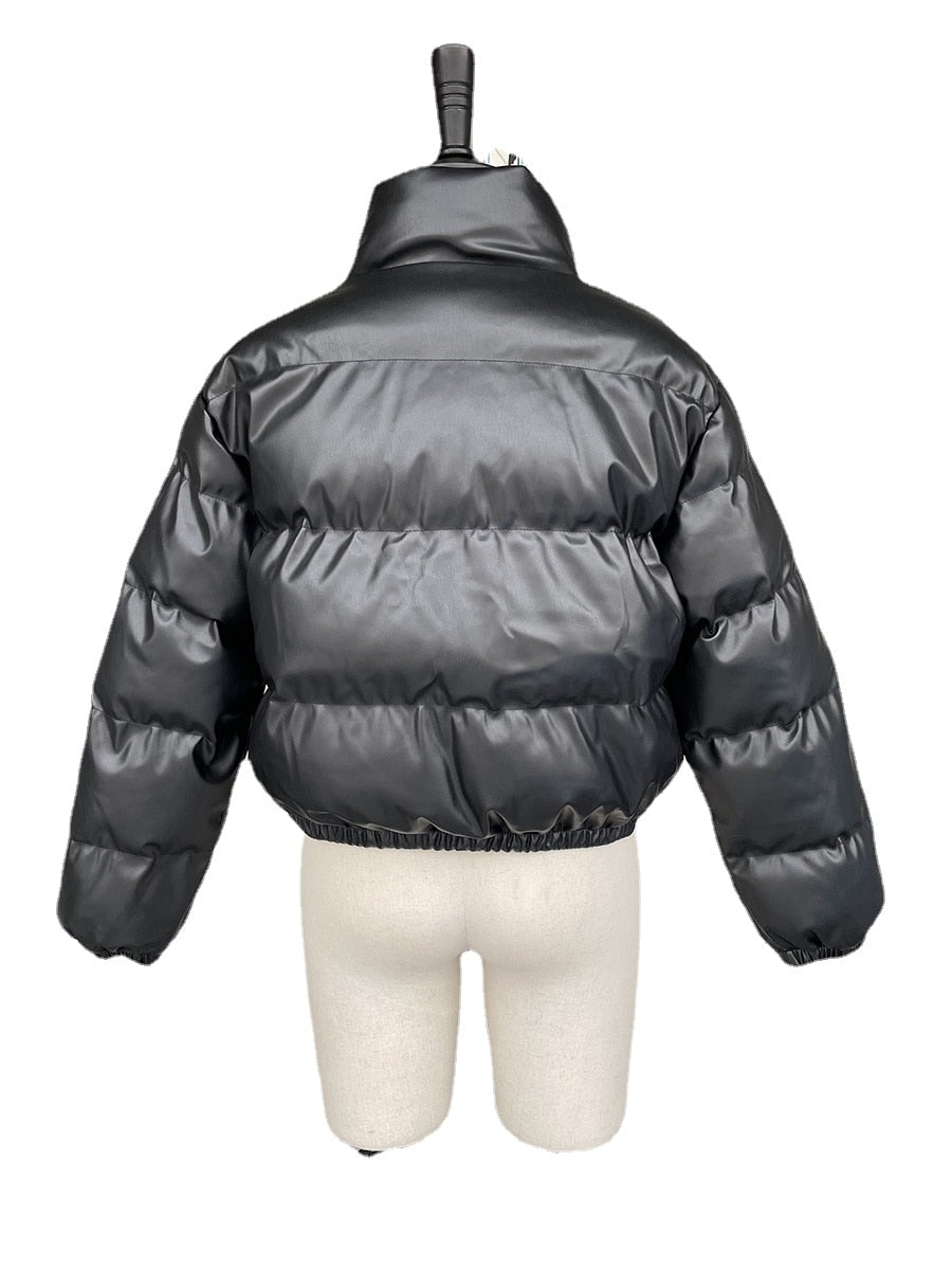 BlackPluss - Leather Coats Women Elegant Zipper Cotton Jackets Female Ladies