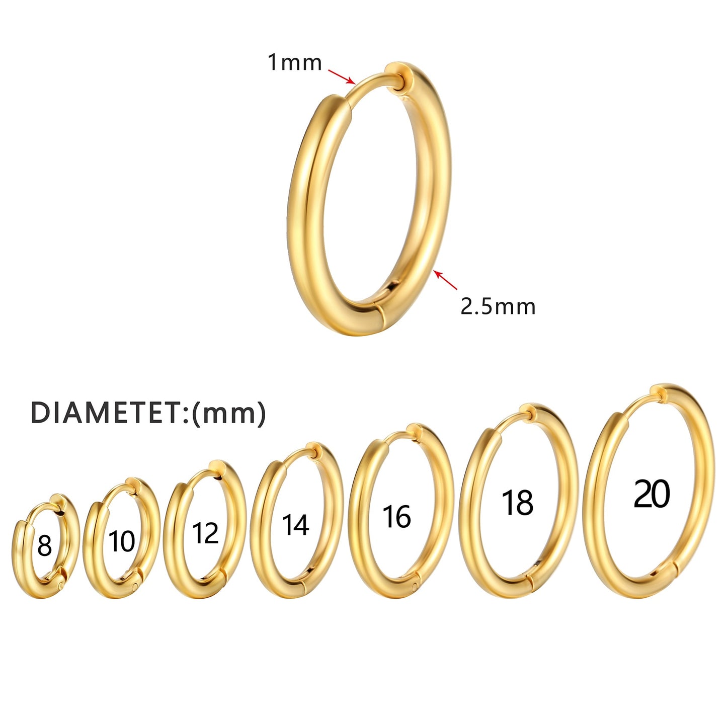 BlackPluss - Hoop Earrings Stainless Steel Small Ear Piercing Jewelry
