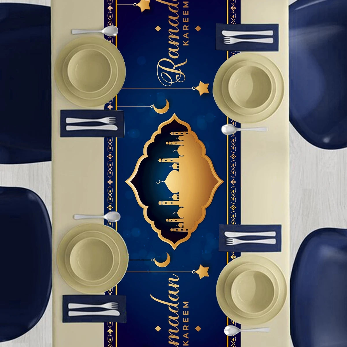 BlackPluss - Eid Mubarak Tablecloth Ramadan Decoration For Home Decoration