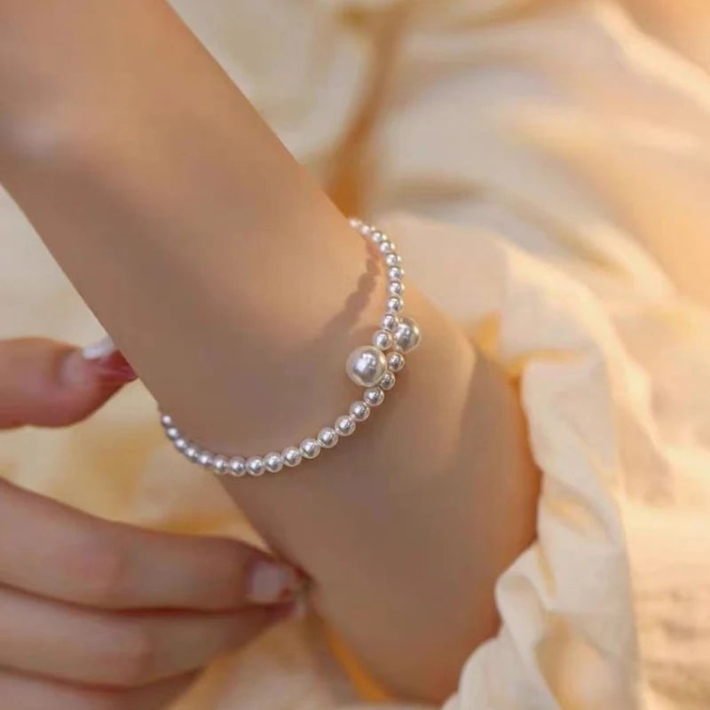 BlackPluss - 1PCS Imitation Pearl Bracelet Stretchable Pearl Bracelet Pearl