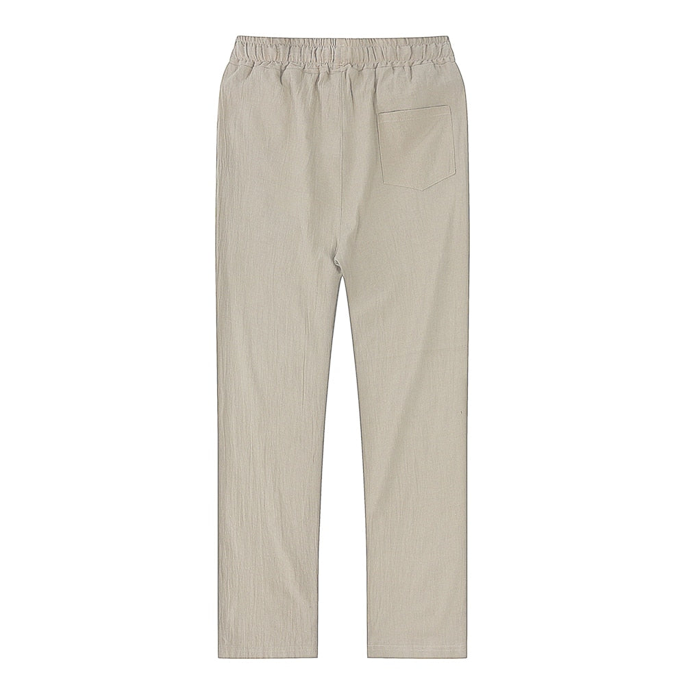 BlackPluss - Men's Cotton Linen Pants Male Solid Color Linen Trousers.