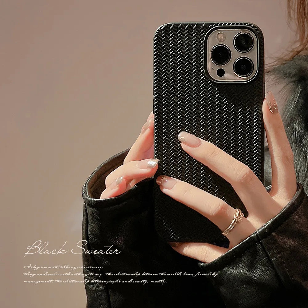 Candy Color Woven Pattern Phone Case For iPhone 13 12 11 14 Pro Max X XR XS Max 7 8 Plus Shockproof Silicone Soft TPU Back Cover
