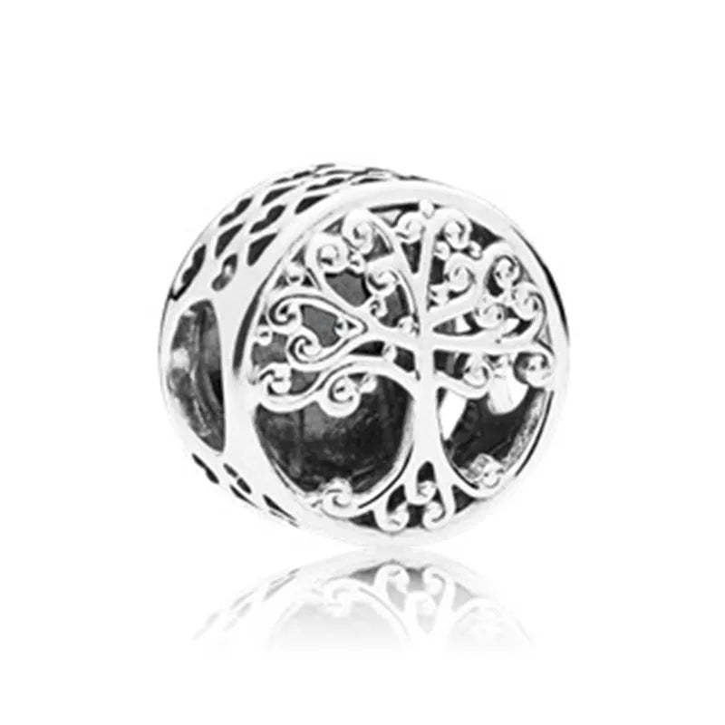BlackPluss - Feather Crown Safety Chain Owl Love Bead Tower Pendant Fit Original Pandora Charms Silver Color Bracelet DIY Women Jewelry