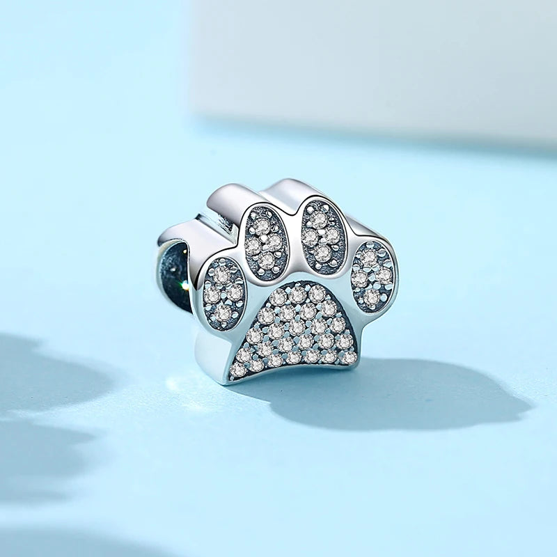 BlackPluss - Original 925 Sterling Silver Charm Love Dog Puppy Cat Paw Pendant Charms Fit Pandora Bracelets Necklaces Diy Jewelry For Women