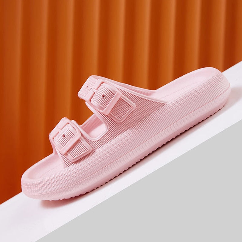 BlackPluss - Thick Platform Cloud Slippers Women Fashion Buckle Soft Sole Pillow