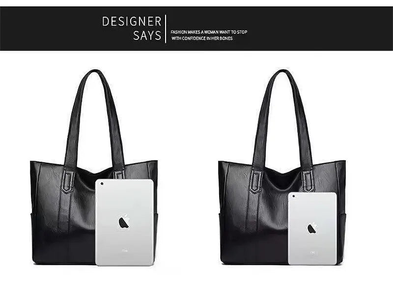 Blackpluss | Vintage Large Capacity Tote Bag, Retro Vegan Shoulder Bag, Women's Casual Handbag
