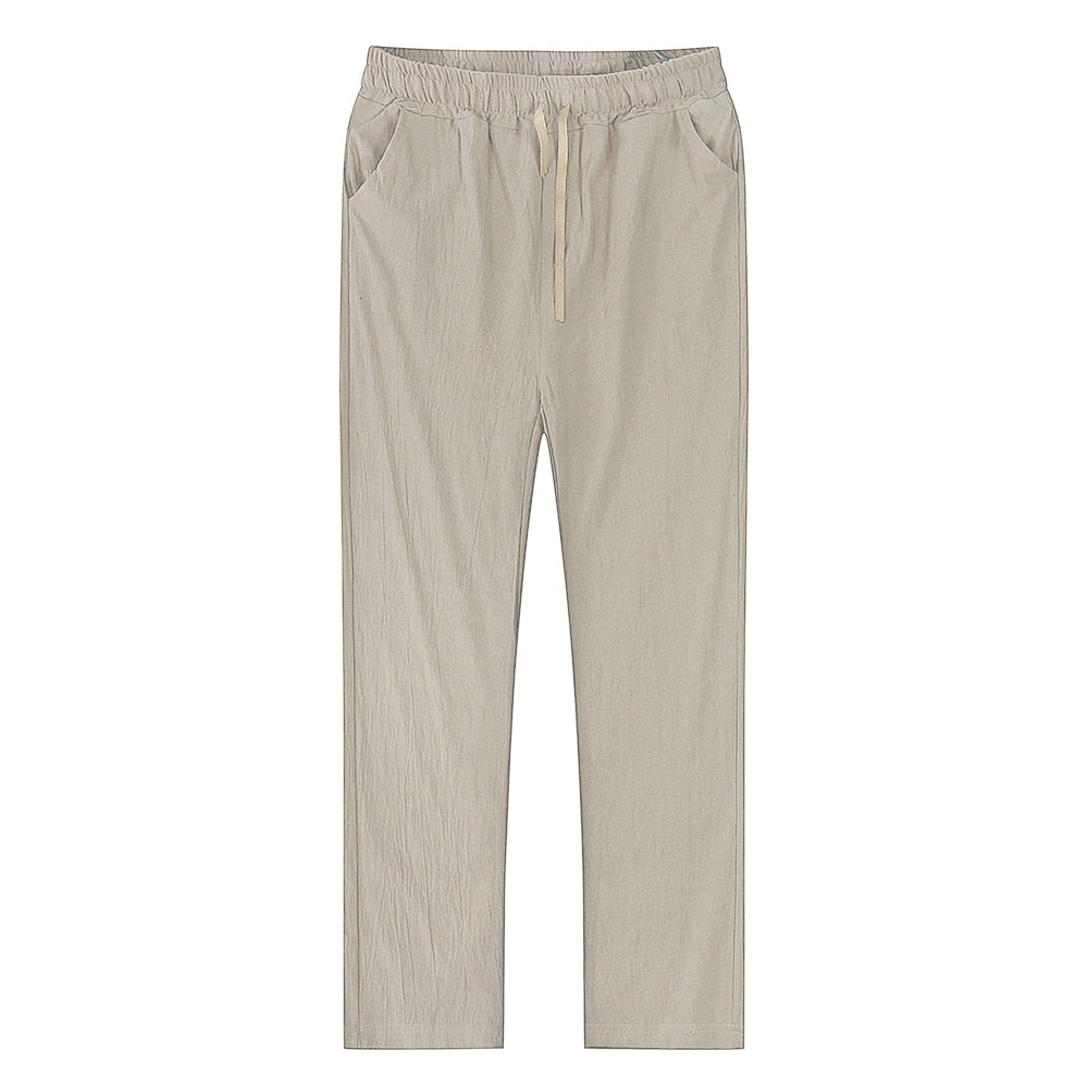 BlackPluss - Men's Cotton Linen Pants Male Solid Color Linen Trousers.